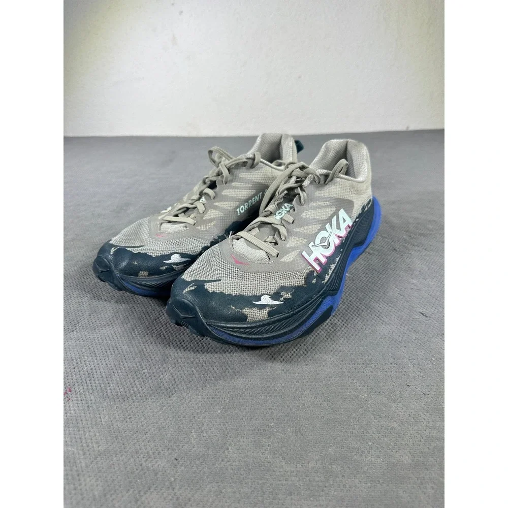 Hoka Torrent 4 Mens Trail Running Shoes Grey Blue Pink 11.5 D Low Top Sneakers